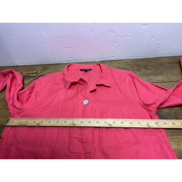 John Mark Blouse Women's Pink Linen - Wire Collar - Bell Sleeve - Size Small - Picture 9 of 11